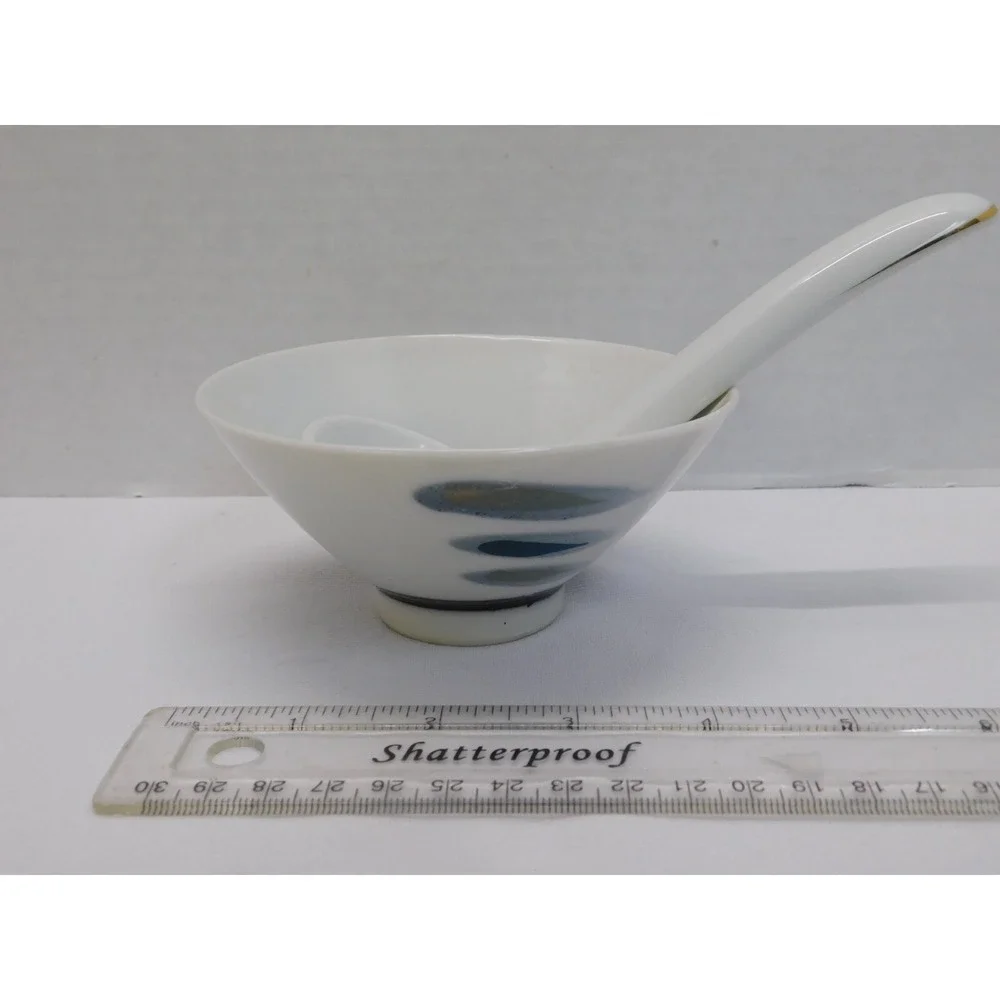 Vintage Oriental Soup Noodle Bowl and Spoon